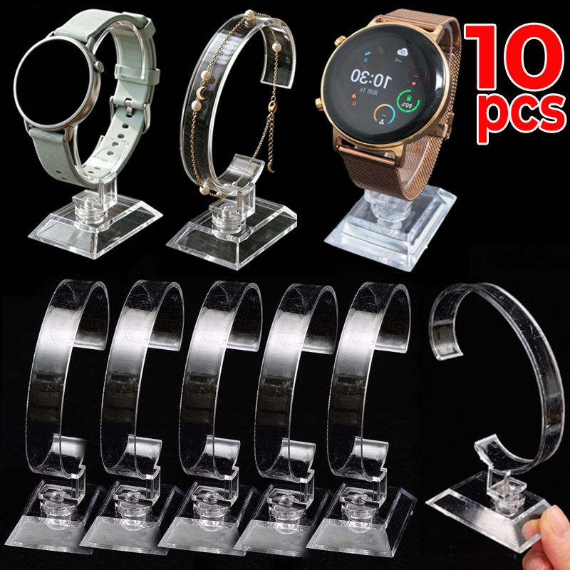 Jewelry And Watches Inc - 透明な時計ディスプレイスタンド C型アクリルホルダー カウンターショースタンド 腕時計ブレスレットディスプレイ ジュエリーホルダー ショーケース