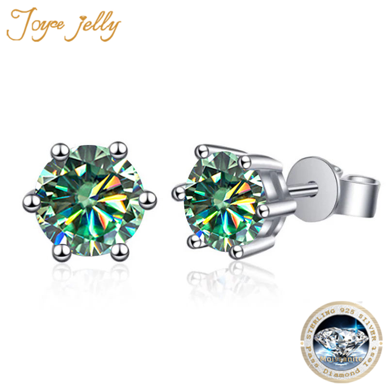 Jc Jewelry & Watches Photos - Joyceゼリー-女性用シルバースクリューイヤリング,クラシックなイヤリング,6爪,2カラットのペア,ウェディング,花嫁,ファインジュエリー