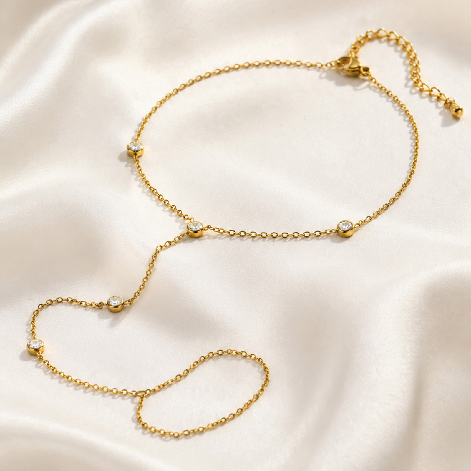 ステンレススチール製CZステーションアンクレット 18K P - Jc Jewelry & Watches Photos のレビューと価格