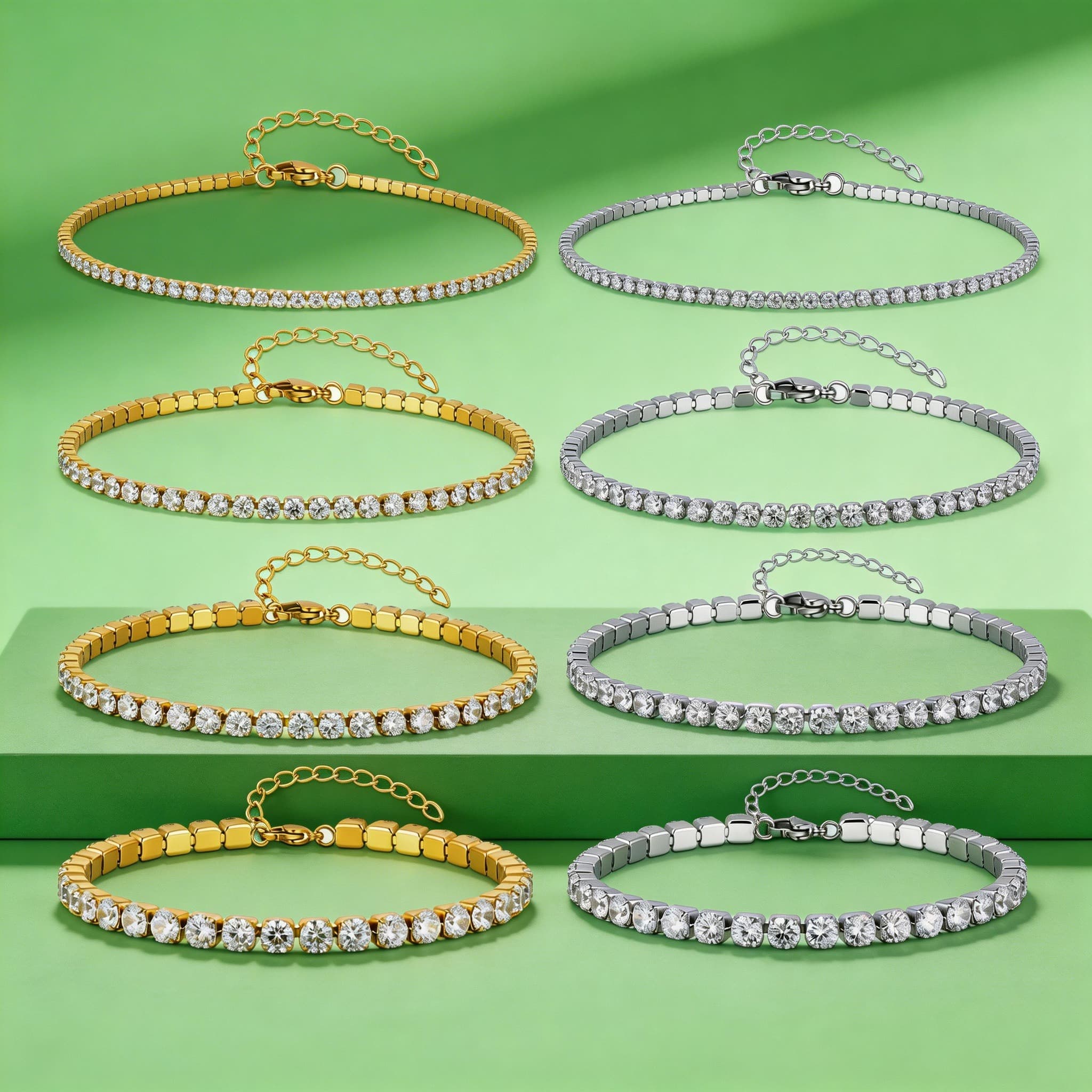 2/3/4/5MM高級ジルコンテニスチェーンアンクレット（女 - Jc Jewelry & Watches Photos のレビューと価格